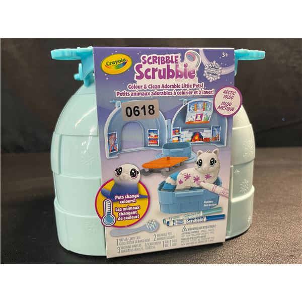1 Crayola Scribble Scrubbies Pets Arctic Igloo Play Set- Colour & Clean Adorable Little Pets - New!