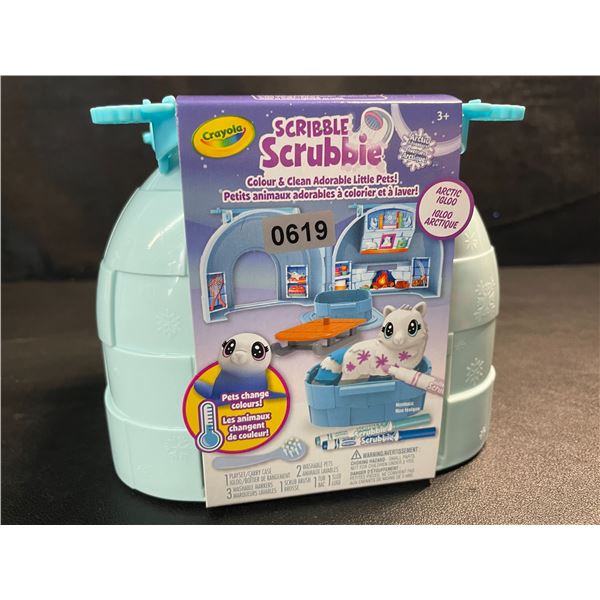 1 Crayola Scribble Scrubbies Pets Arctic Igloo Play Set- Colour & Clean Adorable Little Pets - New!