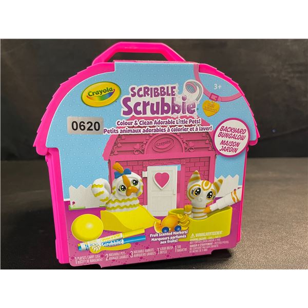1 Crayola Scribble Scrubbies Pets Backyard Bungalow Set - Colour & Clean Adorable Little Pets - New!