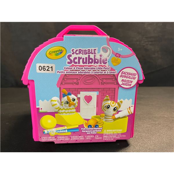 1 Crayola Scribble Scrubbies Pets Backyard Bungalow Set - Colour & Clean Adorable Little Pets - New!