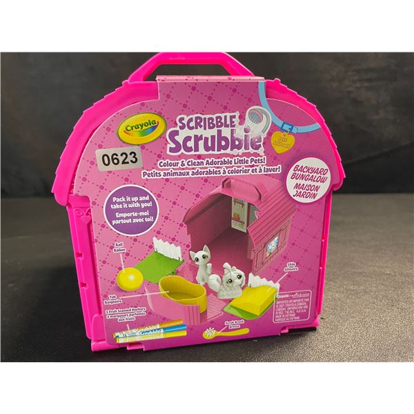 1 Crayola Scribble Scrubbies Pets Backyard Bungalow Set - Colour & Clean Adorable Little Pets - New!
