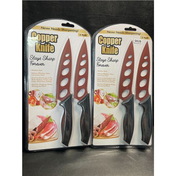 2 Packs of Copper Kitchen Knives; Stays Sharp Forever/Never Needs Sharpening! 2 Each/4 Total - New!
