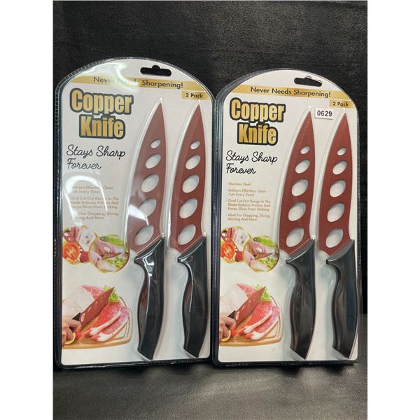 2 Packs of Copper Kitchen Knives; Stays Sharp Forever/Never Needs Sharpening! 2 Each/4 Total - New!