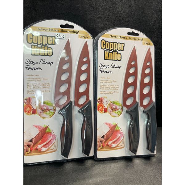 2 Packs of Copper Kitchen Knives; Stays Sharp Forever/Never Needs Sharpening! 2 Each/4 Total - New!
