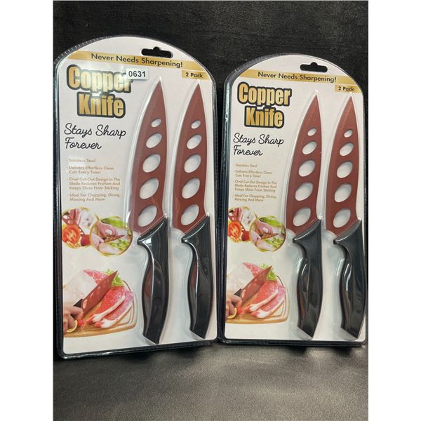 2 Packs of Copper Kitchen Knives; Stays Sharp Forever/Never Needs Sharpening! 2 Each/4 Total - New!