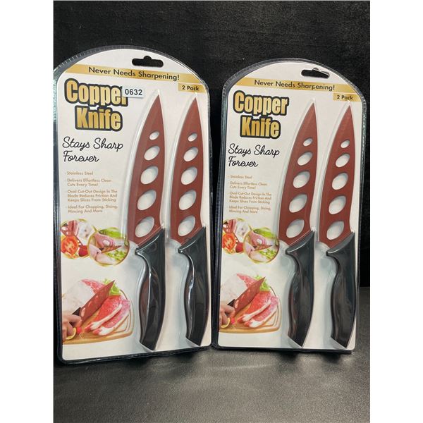 2 Packs of Copper Kitchen Knives; Stays Sharp Forever/Never Needs Sharpening! 2 Each/4 Total - New!
