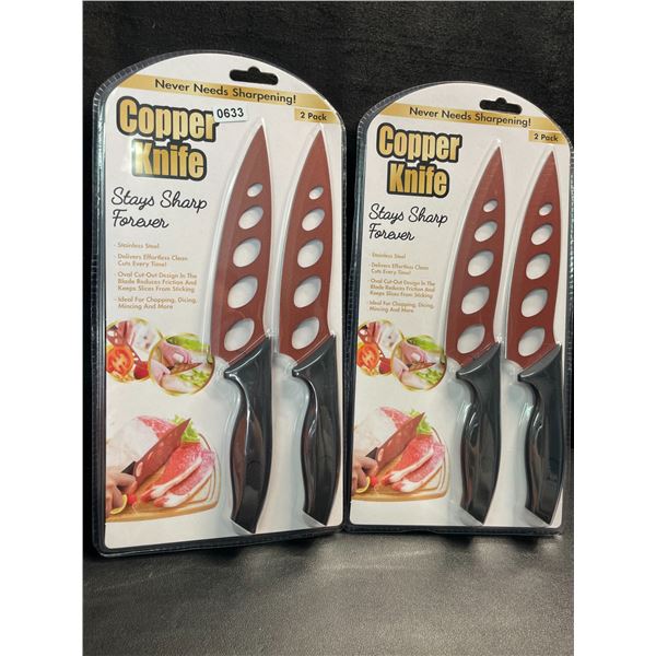 2 Packs of Copper Kitchen Knives; Stays Sharp Forever/Never Needs Sharpening! 2 Each/4 Total - New!