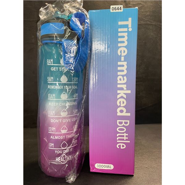 1 Motivational Time-Marked Water Drinking Bottle - 1000ml - Leakproof/BPA Free - New