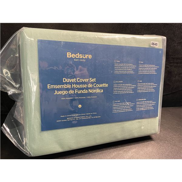 1 Bedsure Duvet Cover Set - Twin Size - Olive Green - 100% Polyester - New