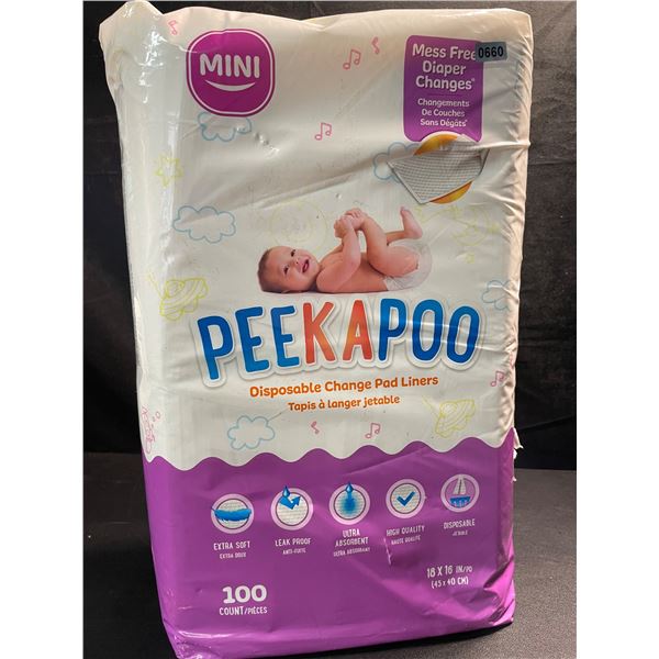 1 Pack of Peekapoo Disposable Change Pad Liners - 100 Count (18 x 16 in Size) - New