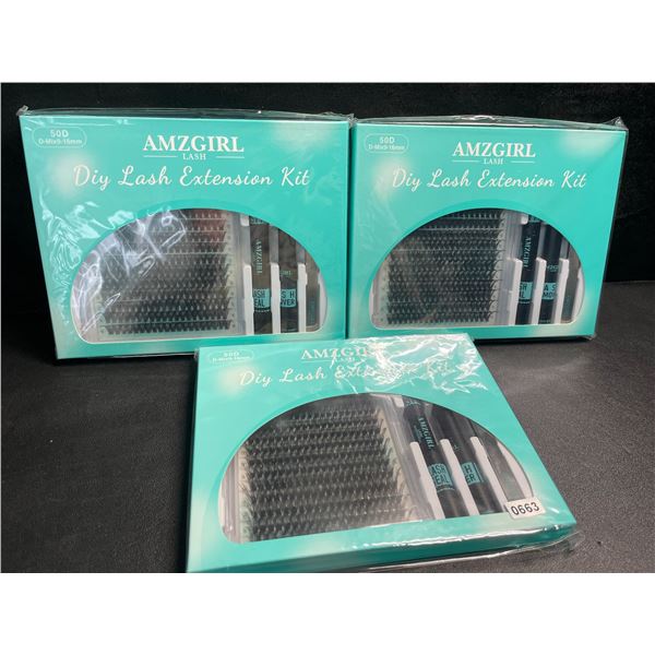 3 Amzgirl DIY Lash Extension Kits - D-Curl Lashes 8-16mm - New