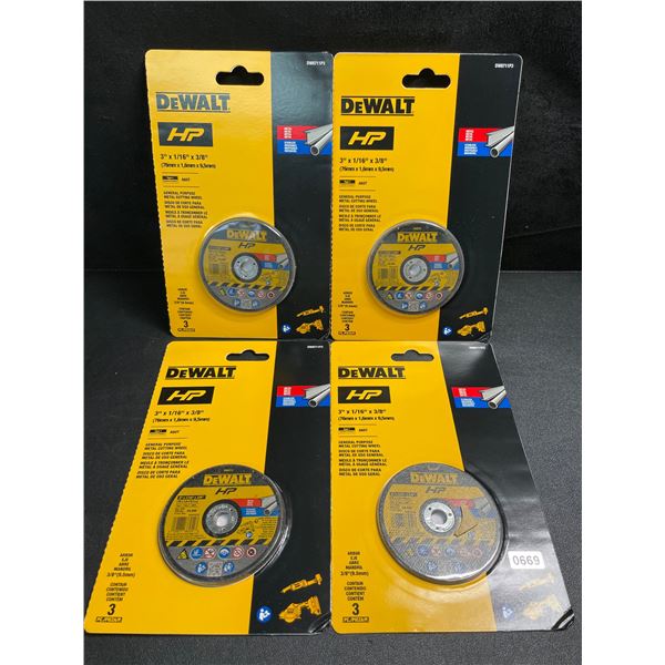 4 DeWalt General Purpose Metal Cutting Wheels - 3" x 1/16" x 3/8" - Brand New