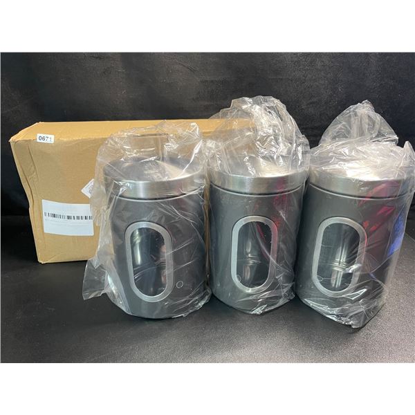 3 Pack of Stainless Steel Food Storage Cannisters; Great for Dry Goods - New in Box