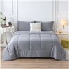 Image 1 : 1 Cottebed Reversible Ultra-Soft All-Season King Size Comforter Set - Dark Gray - New (Dmg Box)