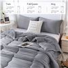 Image 7 : 1 Cottebed Reversible Ultra-Soft All-Season King Size Comforter Set - Dark Gray - New (Dmg Box)