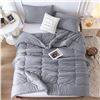 Image 8 : 1 Cottebed Reversible Ultra-Soft All-Season King Size Comforter Set - Dark Gray - New (Dmg Box)