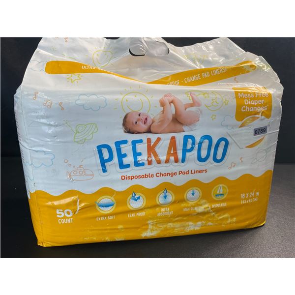 1 Pack of Peekapoo Disposable Change Pad Liners - 50 Count - 18 x 24" Size - New