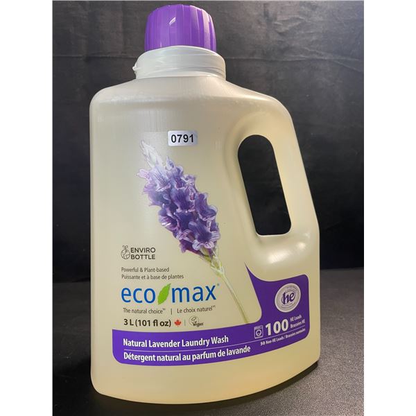 1 Jug of Eco Max Powerful & Plant-Based Natural Lavender Laundry Wash - 3L/100 Loads - New