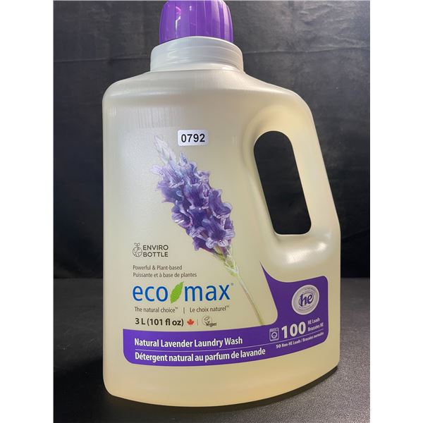 1 Jug of Eco Max Powerful & Plant-Based Natural Lavender Laundry Wash - 3L/100 Loads - New
