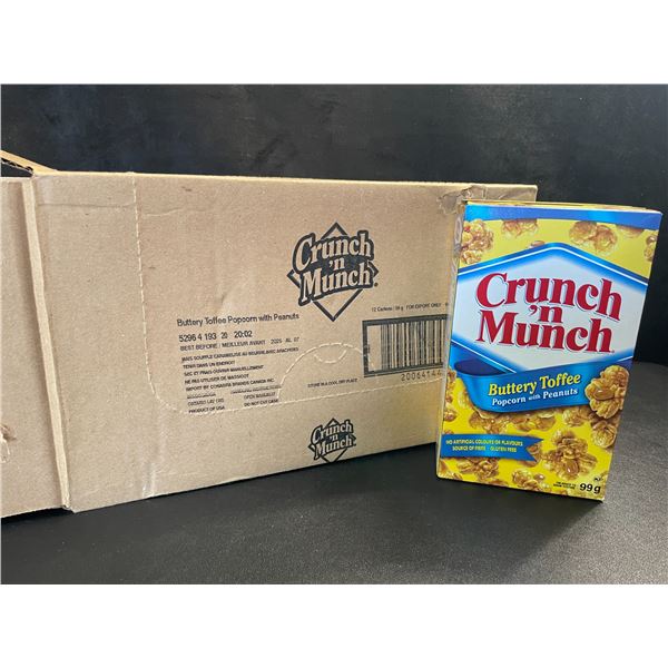 1 Case of Crunch N' Munch Buttery Toffee Popcorn with Peanuts - 12 Boxes (99g Each) - New