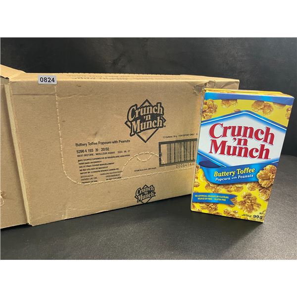 1 Case of Crunch N' Munch Buttery Toffee Popcorn with Peanuts - 12 Boxes (99g Each) - New