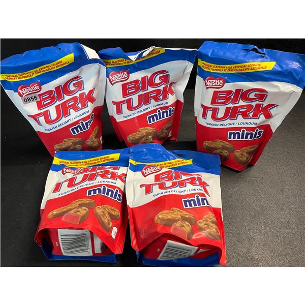 5 Bags of Big Turk Minis Chocolate Bars - 180g Each - New (BB: 2026 JA)