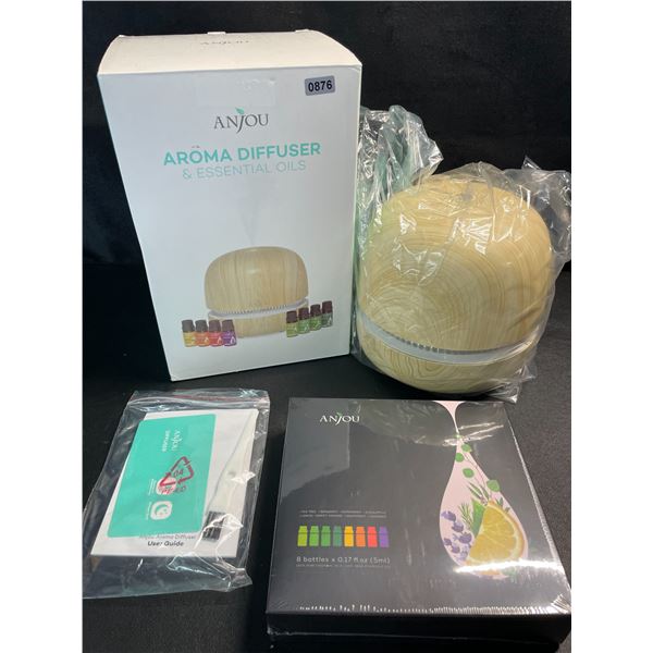 1 Anjou Aroma Diffuser & 8-Pack Assorted Essential Oils Kit - Brand New!