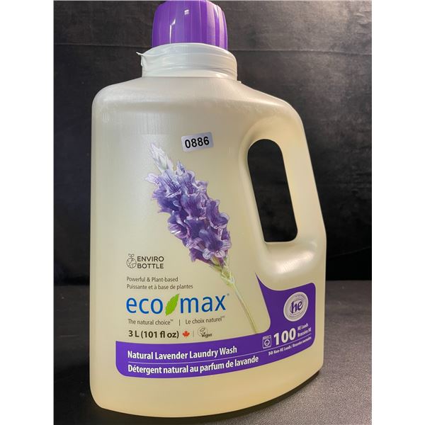 1 Jug of Eco Max Powerful & Plant-Based Natural Lavender Laundry Wash - 3L/100 Loads - New