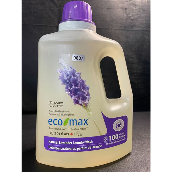 1 Jug of Eco Max Powerful & Plant-Based Natural Lavender Laundry Wash - 3L/100 Loads - New