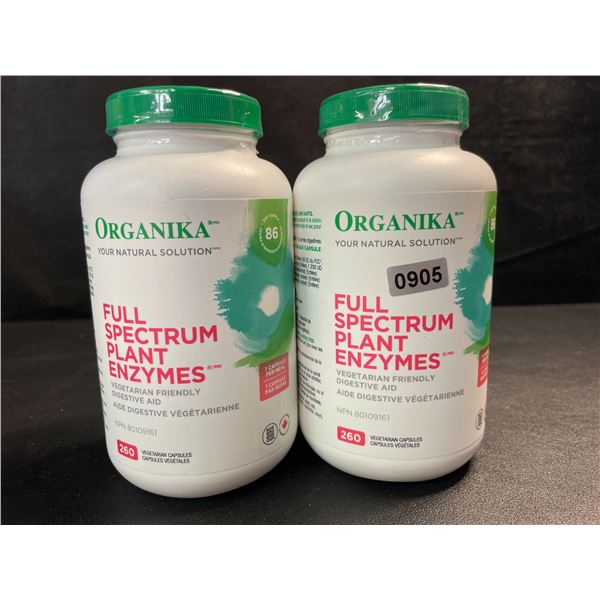 2 Organika Full Spectrum Plant Enzymes; Helps Break Down Cards/Fat/Protein/Dairy - 260 Vcaps Each