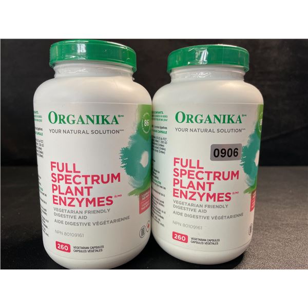 2 Organika Full Spectrum Plant Enzymes; Helps Break Down Cards/Fat/Protein/Dairy - 260 Vcaps Each