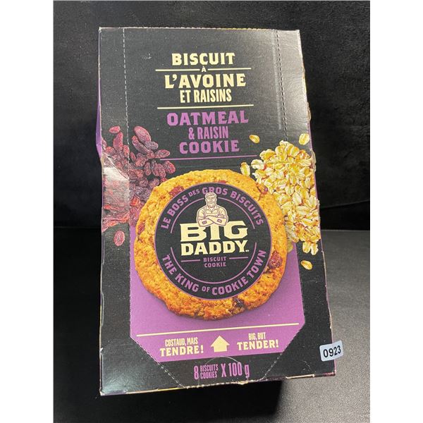 1 Box of Big Daddy Oatmeal & Raisin Cookies - Soft & Tender Gourmet Indiv Wrapped Cookies; 8 x 100g