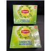 Image 1 : 2 Boxes of Lipton Green Tea Decaffeinated Tea Bags - 72 Tea Bags Per Box - BB: 25 JN 05 - New Sealed