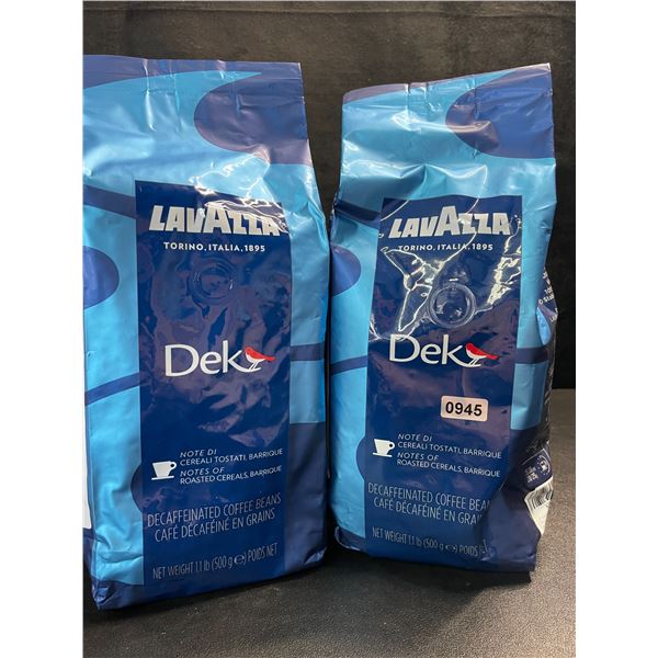 2 Bags of LaVazza Torino Italia Decaffeinated Coffee Beans - 500g Each - BB: 06/2025 - New