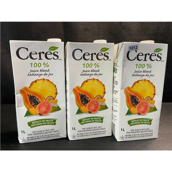 3 Cartons of Ceres Medley of Fruits 100% Juice Blend - 1L Each - BB: MA 05/2025