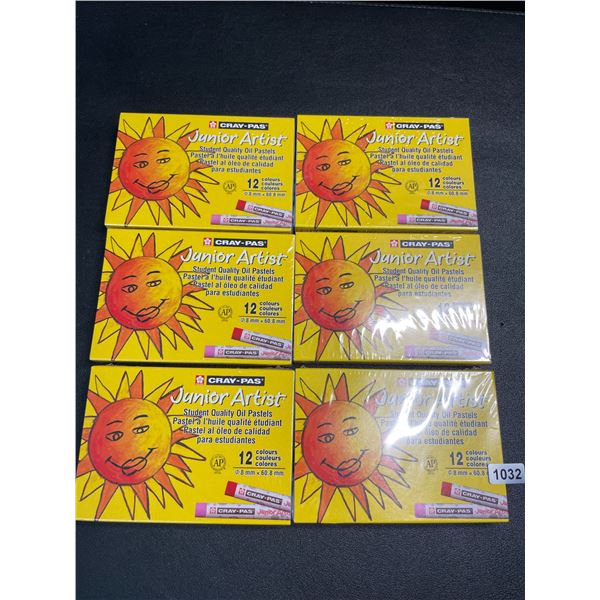 6 Packs of Cray-Pas Junior Artists Student Quality Oil Pastels - 12 Colours Each - New