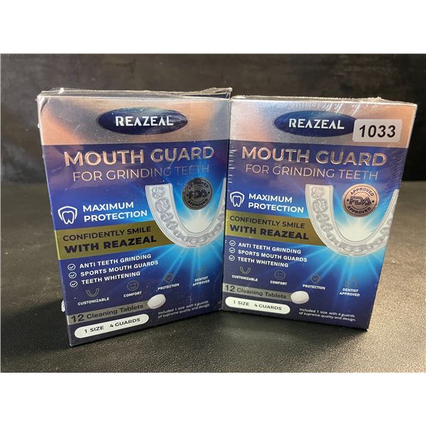 2 Packs of Reazeal Mouth Guards for Grinding Teeth at Night - 1 Size/4 Guards Each - New Sealed