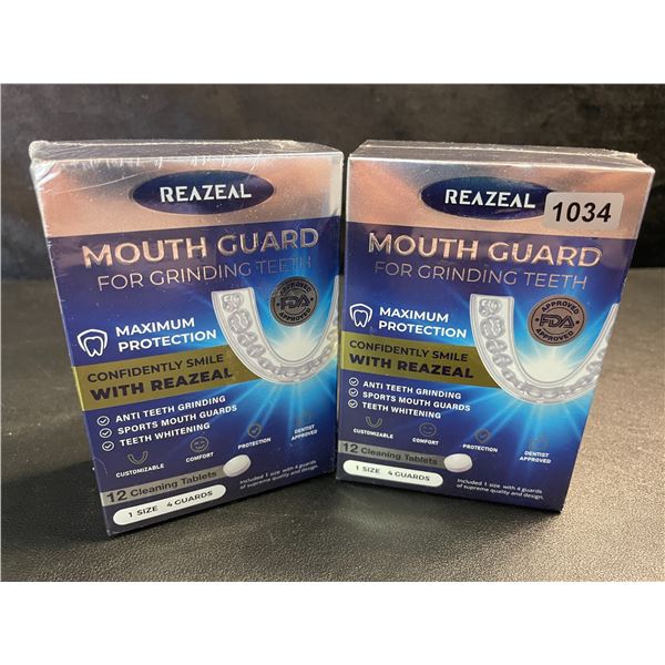 2 Packs of Reazeal Mouth Guards for Grinding Teeth at Night - 1 Size/4 Guards Each - New Sealed