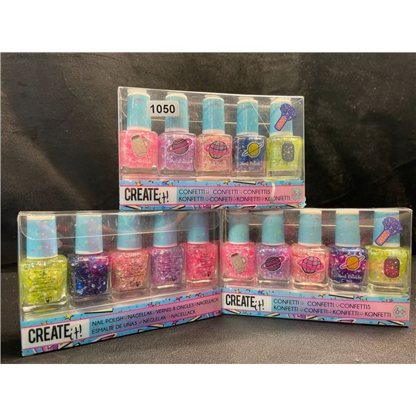 3 Packs of Kids Confetti Nail Polish - 5PCS/Colours Each - Brand New