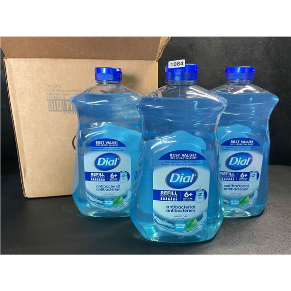 Box of 3 Dial Antibacterial Liquid Hand Soaps - 1.53L Each - Spring Water Scent - New