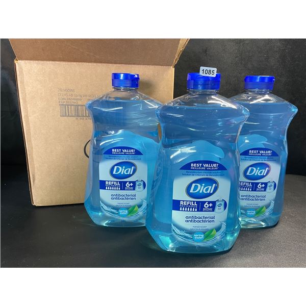 Box of 3 Dial Antibacterial Liquid Hand Soaps - 1.53L Each - Spring Water Scent - New