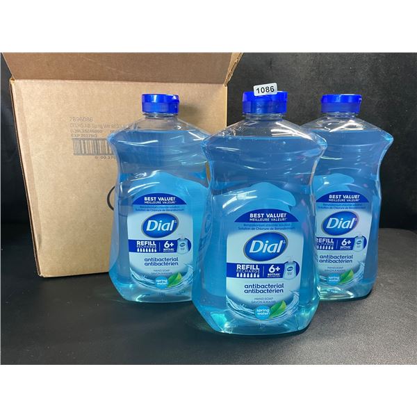 Box of 3 Dial Antibacterial Liquid Hand Soaps - 1.53L Each - Spring Water Scent - New