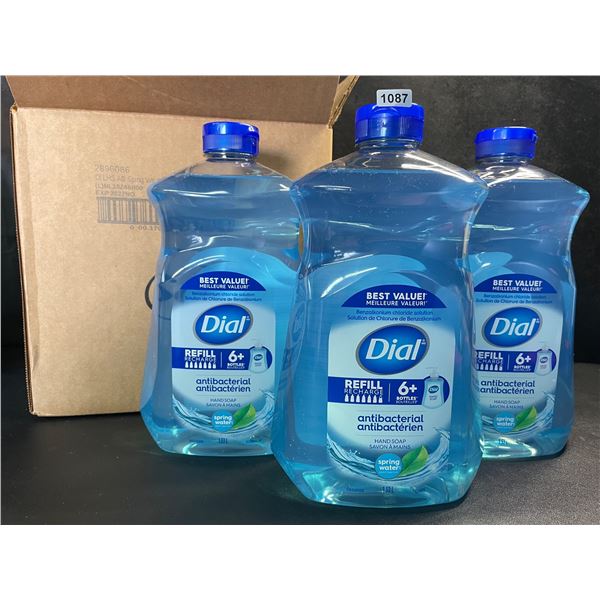 Box of 3 Dial Antibacterial Liquid Hand Soaps - 1.53L Each - Spring Water Scent - New