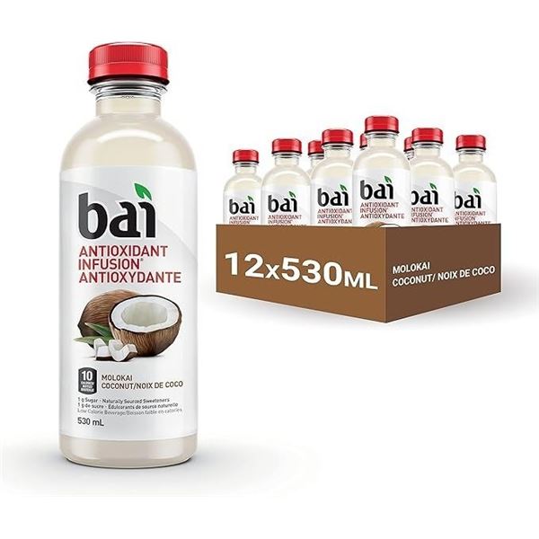 1 Case of Bai Antioxidant Infusion Flavoured Water Beverages - Molokai Coconut - 12 x 530ml Bottles