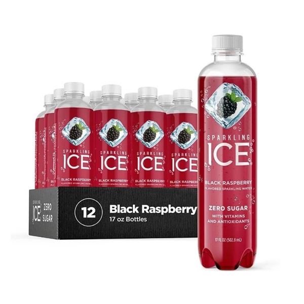 1 Case of Sparkling Ice Zero Sugar Beverages - Black Raspberry - 12 x 503ml Bottles - (BB: APR 2025)