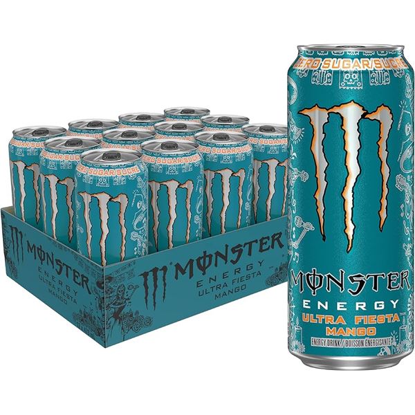 1 Case of Monster Energy Drinks - Ultra Fiesta Mango - 12 x 473ml Cans - (BB: DEC 10/2025)