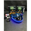 Image 1 : 2 LED Rainproof 3 Mode Dog Collars Size Medium Blue - New