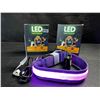 Image 1 : 2 LED Rainproof 3 Mode Dog Collars Size Small Purple - New