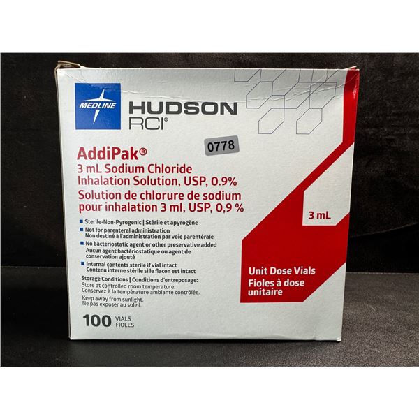 1 Box of Hudson AddiPak 3ml Sodium Chloride/Saline Dose Vials - New