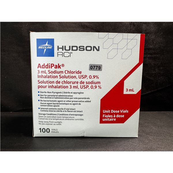 1 Box of Hudson AddiPak 3ml Sodium Chloride/Saline Dose Vials - New
